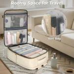 Taygeer Personal Item Travel Bag, Underseat 40L Spirit Airlines Personal Item Bag 18x14x8 with Makeup Compartment, 18x14x8 Inches Carry on Backpack for Women Fits Spirit Frontier Allegiant, Beige