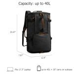 G-FAVOR 40L Travel Backpack, Vintage Canvas Rucksack Convertible Duffel Bag Carry On Backpack Fit for 17.3 Inch Laptop Bag