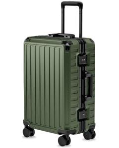 LUGGEX Carry On Luggage with Spinner Wheels, 8010S Aluminum Frame Zipperless Polycarbonate Hard Shell Suitcase (ZX-Core, Green, 21 Inch)