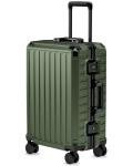 LUGGEX Carry On Luggage with Spinner Wheels, 8010S Aluminum Frame Zipperless Polycarbonate Hard Shell Suitcase (ZX-Core, Green, 21 Inch)
