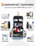VENTURE 4TH Hanging Travel Toiletry Bag for Women & Men – Large Toiletry Organizer with 17 Compartments, Removable TSA Pouch, Travel Wash Bag for Toiletries, Makeup & Shaving Kit (Blue Flowers)