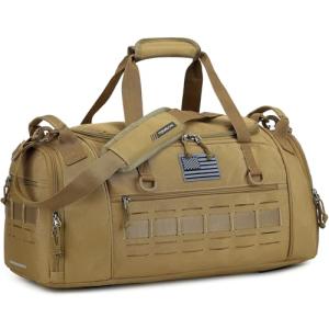 TAIHOYIN Gym Bag for Men Women 45L Sports Duffle Bag for Travel Tactical Military Duffel Bag with Shoe & Laptop Compartment Lightweight Medium Weekender Travel Bags for Fitness Training Workout, Brown