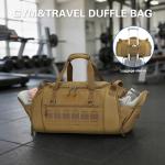 TAIHOYIN Gym Bag for Men Women 45L Sports Duffle Bag for Travel Tactical Military Duffel Bag with Shoe & Laptop Compartment Lightweight Medium Weekender Travel Bags for Fitness Training Workout, Brown