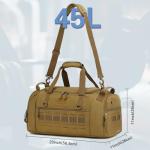 TAIHOYIN Gym Bag for Men Women 45L Sports Duffle Bag for Travel Tactical Military Duffel Bag with Shoe & Laptop Compartment Lightweight Medium Weekender Travel Bags for Fitness Training Workout, Brown