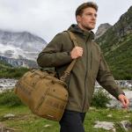 TAIHOYIN Gym Bag for Men Women 45L Sports Duffle Bag for Travel Tactical Military Duffel Bag with Shoe & Laptop Compartment Lightweight Medium Weekender Travel Bags for Fitness Training Workout, Brown