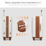 Kono Lightweight 28 Inch Expandable Luggage with Quiet Spinner Wheels TSA Lock, Scratch and Drop Resistant PC+ABS Hardside Durable Large Checked Suitcase, Cream White & Brown