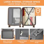 Kono Lightweight 28 Inch Expandable Luggage with Quiet Spinner Wheels TSA Lock, Scratch and Drop Resistant PC+ABS Hardside Durable Large Checked Suitcase, Cream White & Brown