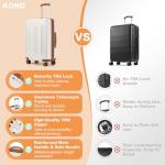 Kono Lightweight 28 Inch Expandable Luggage with Quiet Spinner Wheels TSA Lock, Scratch and Drop Resistant PC+ABS Hardside Durable Large Checked Suitcase, Cream White & Brown