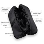 THE VERTI-Vertical Waterproof Makeup & Toiletry Bag | 23-Pocket Organizer with Upright, Fold-Down Design for Skincare, Toiletries & Essentials (Onyx)