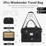 Stuery Weekender Bags for Women with Toiletry Bags: Large Overnight Bags Travel Duffel Bag Carry On Shoulder Weekend Tote with Shoe Compartment and Wet Pocket for Girls Airplane Traveling,Dark Black