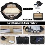 Stuery Weekender Bags for Women with Toiletry Bags: Large Overnight Bags Travel Duffel Bag Carry On Shoulder Weekend Tote with Shoe Compartment and Wet Pocket for Girls Airplane Traveling,Dark Black