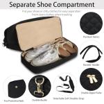 Stuery Weekender Bags for Women with Toiletry Bags: Large Overnight Bags Travel Duffel Bag Carry On Shoulder Weekend Tote with Shoe Compartment and Wet Pocket for Girls Airplane Traveling,Dark Black