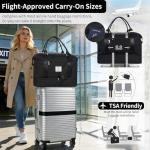 Stuery Weekender Bags for Women with Toiletry Bags: Large Overnight Bags Travel Duffel Bag Carry On Shoulder Weekend Tote with Shoe Compartment and Wet Pocket for Girls Airplane Traveling,Dark Black