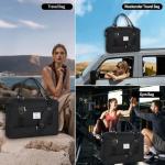 Stuery Weekender Bags for Women with Toiletry Bags: Large Overnight Bags Travel Duffel Bag Carry On Shoulder Weekend Tote with Shoe Compartment and Wet Pocket for Girls Airplane Traveling,Dark Black