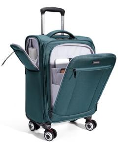 ECOHUB Carry On Luggage Airline Approved, 20 Inch Softside Carry On Suitcase with Spring Shock-Absorbing Spinner Wheels, Lightweight Travel Luggage with TSA Lock, 22x14x9 Carry-On Bag