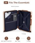 Coolife Luggage, Suitcase with Durable and Lightweight, Large Checked Luggage with ABS Hardshell Expandable, Dual Spinner Wheels, TSA Lock, and YKK Zipper (apricot white, L(28in))