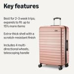Amazon Basics 30" Hardside Large Checked Luggage, Expandable For Up to 15% More Space, Scratch-Resistant Surface, Four Multi-directional Wheels, Rose Gold