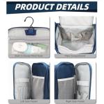Buruis Hanging Toiletry Bag for Women and Men, Large Water-Resistant Makeup Organizer with Sturdy Hook, Lightweight Nylon Dopp Kit for Full-Sized Toiletries & Cosmetics, Blue