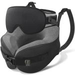 YFONG Travel Pillow for Long Flight Airplane, Head Strap Combo with 3D Contoured Sleep Eye Mask, Neck Pillow for Travel Essential, 360° Support Memory Foam Headrest, Prevent Bobbing, Drawstrap - Black