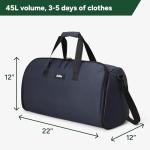 Halfday Convertible 2-in-1 Garment Duffel Weekender Bag 45L | Wrinkle-Free Travel, Hanging Suit Compartment, Shoe Pockets, Trolley Sleeve. Durable & Water-Resistant Carry-on, Marine