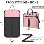 BALEINE Travel Garment Bag, Travel Suit Bag for Men, 42'' Waterproof Carry on Garment Bag for Hanging Clothes, Garment Duffel Bag for Travel Business (Pink)