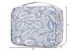 Narwey Small Hanging Travel Toiletry Bag for Women, Travel Bag for Toiletries, Floral Makeup Bag Organizer Cute Cosmetic Bags Make Up Bags for Girls (Blue Leaf)