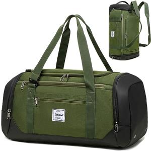 Laripwit Gym Bags for Men, 40L Medium Sports Travel Duffel Bag with Shoe Compartment & Wet Pocket Lightweight Gym Duffle Bag Backpack Multipurpose Weekender Overnight Backpack for Women, Green