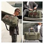Wildroad 50L Travel Duffel Bag, Expandable Canvas Genuine Leather Duffle Bag Upgraded Overnight Weekender Carry on Bag