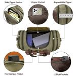 Wildroad 50L Travel Duffel Bag, Expandable Canvas Genuine Leather Duffle Bag Upgraded Overnight Weekender Carry on Bag