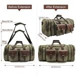 Wildroad 50L Travel Duffel Bag, Expandable Canvas Genuine Leather Duffle Bag Upgraded Overnight Weekender Carry on Bag