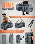 Gonex 130L Extra Large Duffel Bag for Men, Heavy Duty 3 in 1 Convertible Carry Travel Duffle, with Shoe Compartment, Tactical Loops, Sports Gear Bag for Family Trips (Gray)