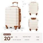 Suitour Carry On Luggage Set 22x14x9 Airline Approved Luggage Sets 4 Piece, ABS Hardside 20inch Suitcase with 360°Spinner Wheels Lightweight Travel Suitcase Sets(White Tan)