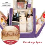 Travel Hanging Toiletry Bag for Women and Men, 6 Organizer Compartments, Holds Full Size Bottles, Extra Large Cosmetic Accessories, Makeup essentials, Bathroom Water-resistant Toiletries Bag, Purple