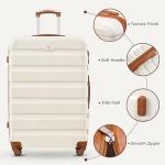 Suitour Carry On Luggage Set 22x14x9 Airline Approved Luggage Sets 4 Piece, ABS Hardside 20inch Suitcase with 360°Spinner Wheels Lightweight Travel Suitcase Sets(White Tan)