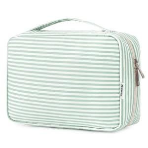 Narwey Small Hanging Travel Toiletry Bag for Women, Travel Bag for Toiletries, Makeup Bag Organizer Cosmetic Bags Make Up Bags for Girls (Mint Green Stripe)