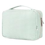 Narwey Small Hanging Travel Toiletry Bag for Women, Travel Bag for Toiletries, Makeup Bag Organizer Cosmetic Bags Make Up Bags for Girls (Mint Green Stripe)