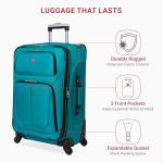 SWISSGEAR Sion Softside Expandable Spinner Luggage Durable Lightweight Travel Suitcase, Teal, Checked-Medium 25-Inch