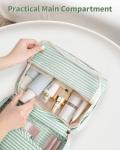 Narwey Small Hanging Travel Toiletry Bag for Women, Travel Bag for Toiletries, Makeup Bag Organizer Cosmetic Bags Make Up Bags for Girls (Mint Green Stripe)