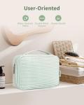 Narwey Small Hanging Travel Toiletry Bag for Women, Travel Bag for Toiletries, Makeup Bag Organizer Cosmetic Bags Make Up Bags for Girls (Mint Green Stripe)