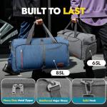 Canway 85L Travel Duffel Bag, Foldable Weekender Bag with Shoes Compartment for Men Women Water-proof & Tear Resistant
