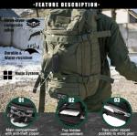 Miramrax Travel Duffle Bag Backpack for Men - Large Tactical Bags Weekender Gym Bag for Overnight Traveling Military Workout Deployment Sports (Green, 45L)