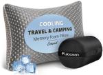 fulocean Small Cooling Memory Foam Travel Pillows for Airplanes, Compressible Camping Pillow, Adjustable Gel Shredded Foam Bed Pillow for Medium Firm Neck Knee Support, Ideal Sleeping,Car,Backpacking
