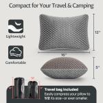 fulocean Small Cooling Memory Foam Travel Pillows for Airplanes, Compressible Camping Pillow, Adjustable Gel Shredded Foam Bed Pillow for Medium Firm Neck Knee Support, Ideal Sleeping,Car,Backpacking