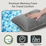 fulocean Small Cooling Memory Foam Travel Pillows for Airplanes, Compressible Camping Pillow, Adjustable Gel Shredded Foam Bed Pillow for Medium Firm Neck Knee Support, Ideal Sleeping,Car,Backpacking