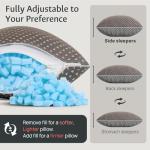 fulocean Small Cooling Memory Foam Travel Pillows for Airplanes, Compressible Camping Pillow, Adjustable Gel Shredded Foam Bed Pillow for Medium Firm Neck Knee Support, Ideal Sleeping,Car,Backpacking