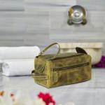 KomalC Premium Buffalo Leather Toiletry Bag for Men & Women With Water resistant Lining, Grooming Travel Pouch, Unisex Wash Bag for Toiletries, Gifts for Men and Women