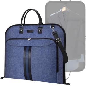 BALEINE Travel Garment Bag, Travel Suit Bag for Men, 42'' Waterproof Carry on Garment Bag for Hanging Clothes, Garment Duffel Bag for Travel Business (Blue)