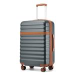 Kono Medium Sized Checked Luggage, 24 Inch Expandable with Spinner Wheels, TSA Lock, ABS + PC Lightweight Travel Suitcase with Larger Capacity and Lighter Weight, Grey Brown