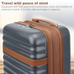 Kono Medium Sized Checked Luggage, 24 Inch Expandable with Spinner Wheels, TSA Lock, ABS + PC Lightweight Travel Suitcase with Larger Capacity and Lighter Weight, Grey Brown