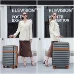 Kono Medium Sized Checked Luggage, 24 Inch Expandable with Spinner Wheels, TSA Lock, ABS + PC Lightweight Travel Suitcase with Larger Capacity and Lighter Weight, Grey Brown